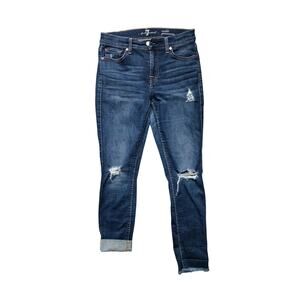 7 For All Mankind Gwenevere Ankle Skinny Jeans Women’s 27 Distressed Denim